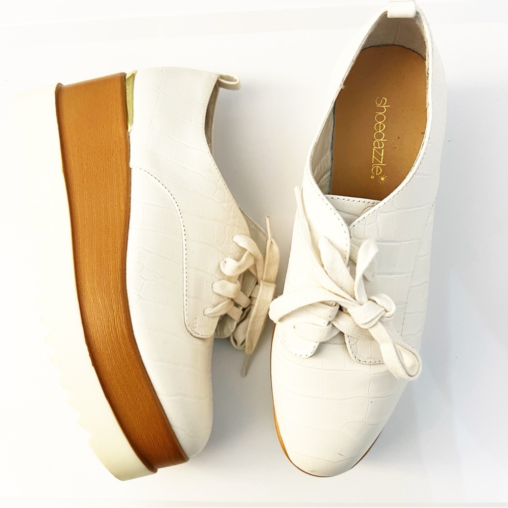 🤍Shoe Dazzle Women's White Platform Sneakers Oxfords - Picture 4 of 9